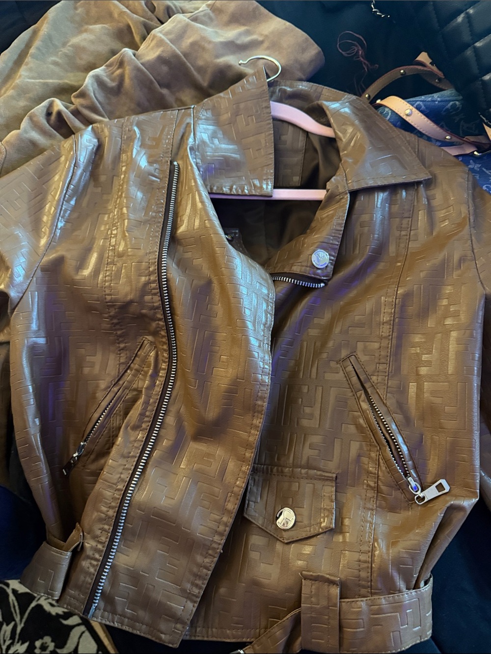 FendiWomen’s Brown Faux Leather Moto Jacket